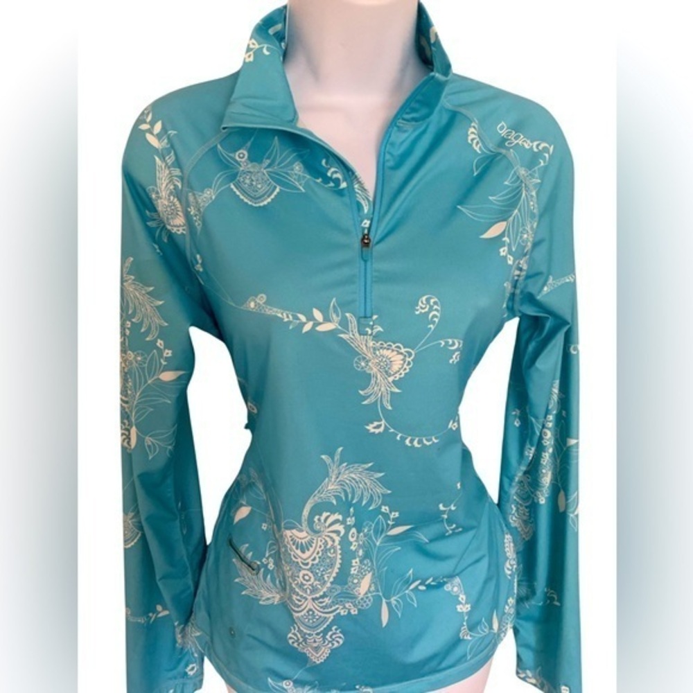 Orage Base Layer Quarter Zip - M blue white , polyester spandex